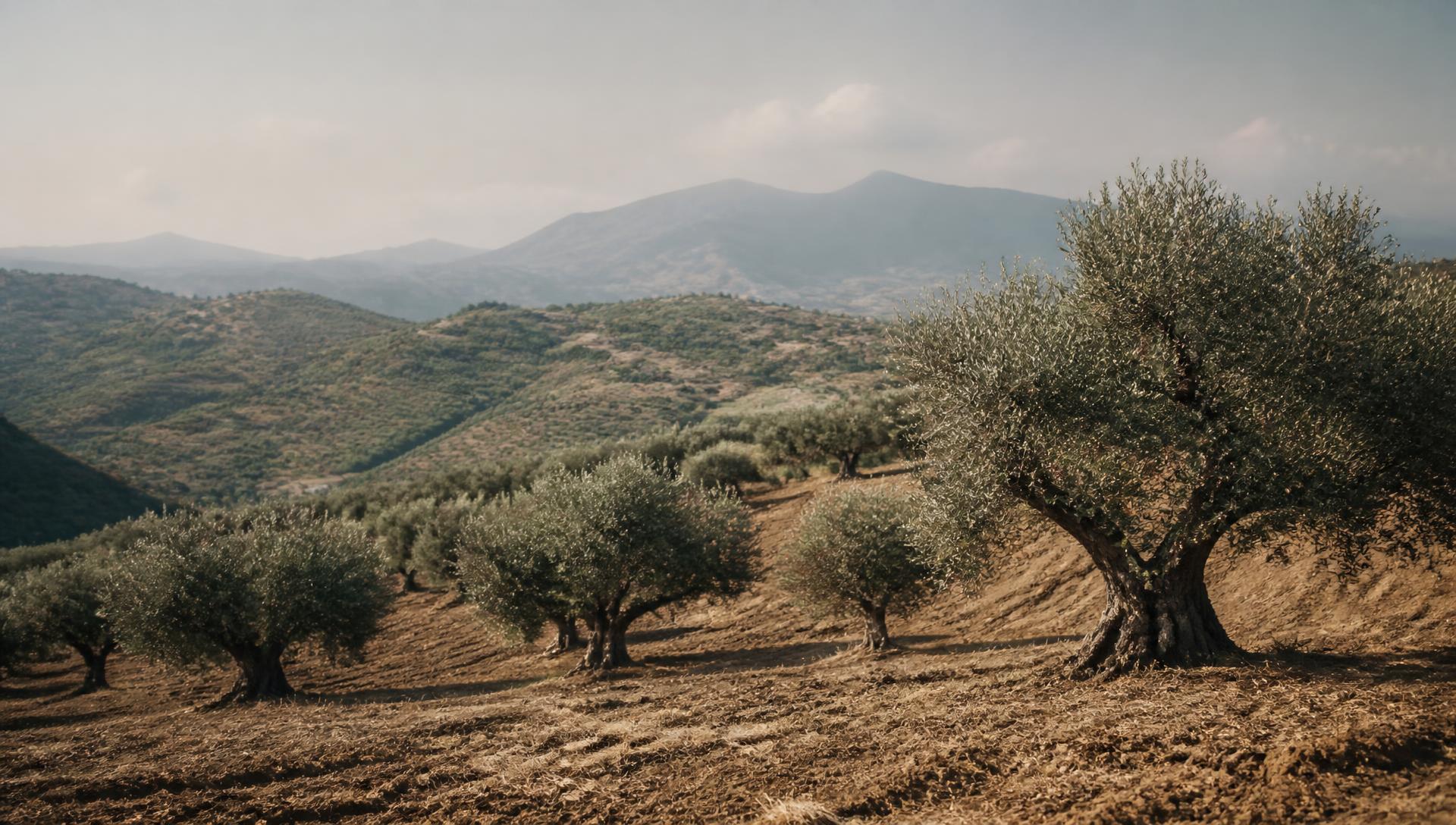 Colline con uliveti in Calabria